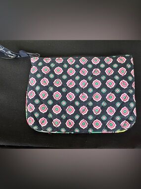 Vera Bradley Quilted Navy Pink Green Patterned pouch/makeup bag